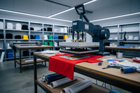 guy making t-shirt pressing them with a heat press